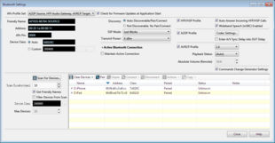 APx Bluetooth Settings, v4.5 software